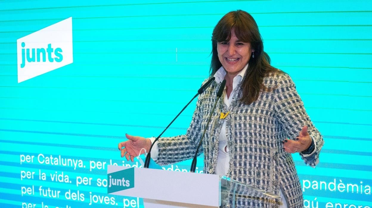 Laura Borràs, en un acto de campaña en Mataró