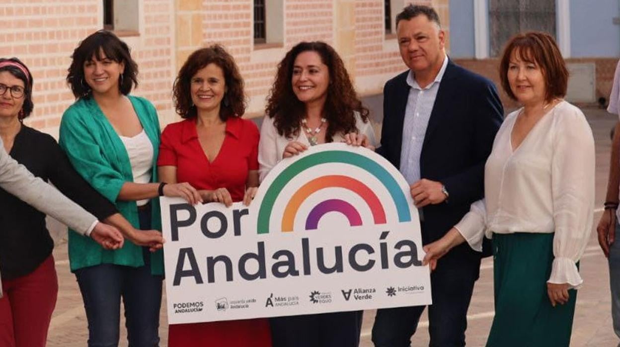 Los candidatos de Por Andalucía, en la presentación de la coalición