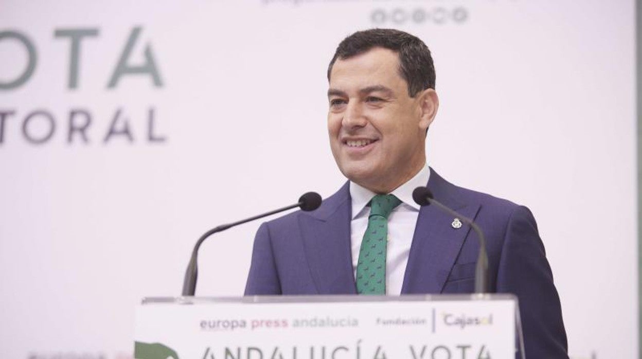 Juanma Moreno durante su intervención en el foro 'Andalucía vota'