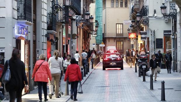 Imagen tomada este lunes en la calle Caballeros de Valencia