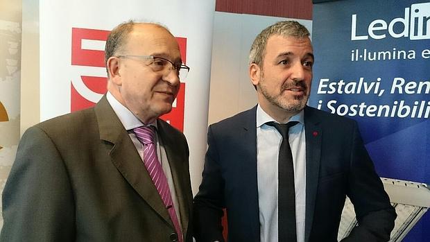 Jaume Collboni (der.) con Manuel Rosillo, presidente de la patronal Aeball