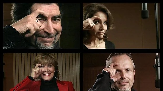 Imagen del vídeo que en 2008 grabaron artistas haciendo el gesto característico de la «ceja de Zapatero