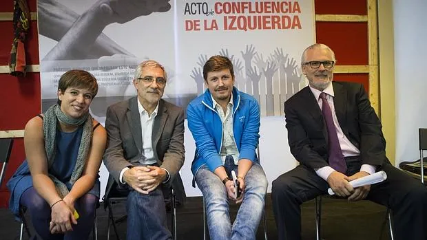 Talegón, Llamazares, Oliver y Garzón en un acto por la confluencia el pasado septiembre
