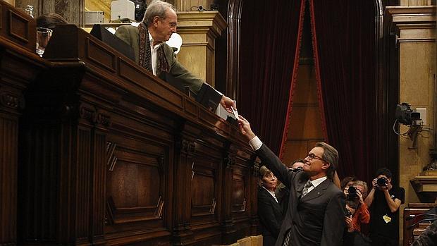 Artur Mas, durante una votación en el Parlament