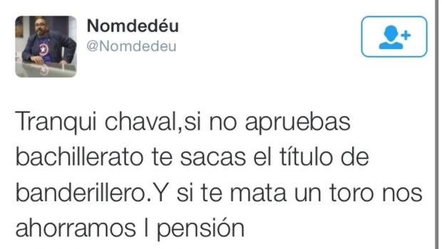 Uno de los polémicos mensajes de Enric Nomdedeu en Twitter