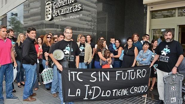 Manifestación de empleados del Instituto Tecnológico de Canarias (ITC) en la anterior legislatura regional