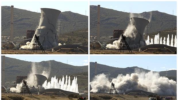 Secuencia de imágenes de la voladura de la torre de refrigeración