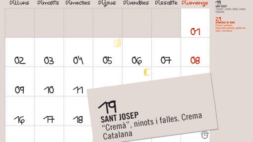 Detalle del calendario de este año con la alusión a las Fallas