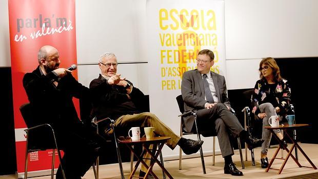 Imagen de Puig y Ribó tomada este jueves en un acto de Escola Valenciana