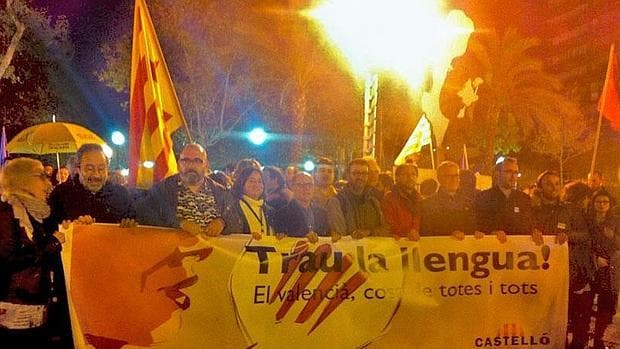 Imagen de la cabecera de la manifestación celebrada el sábado en Castellón