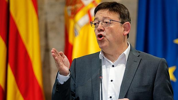 Ximo Puig, este miércoles durante su comparecencia en el Palau de la Generalitat