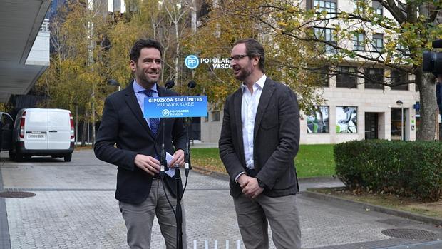 Borja Sémper y Javier Maroto, esta mañana en San Sebastián