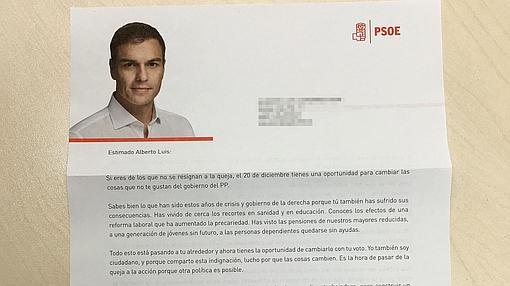 Imagen de la carta remitida por el PSOE