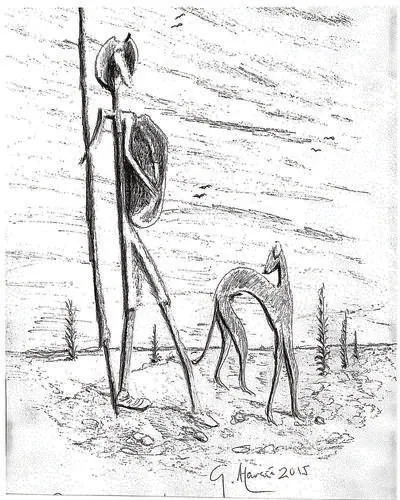 Boceto para el grupo escultórico «Don Quijote y galgo corredor», de Gabriel Alarcón