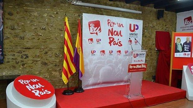 Imagen de la sede de Esquerra Unida en la noche electoral