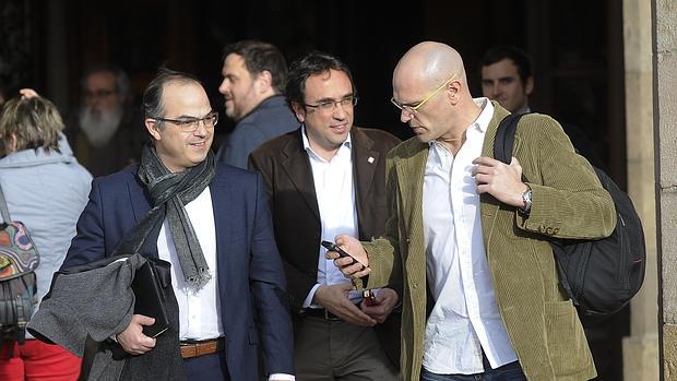 Los negociadores de Junts Pel Sí, ayer en el Parlament