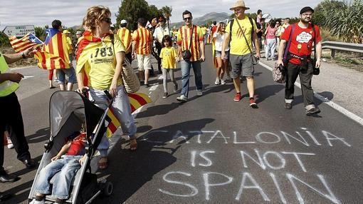 Imagen de la cadena independentista en Vinaroz