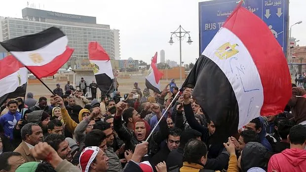 Celebración del quinto aniversario de la primavera árabe en Egipto, hace unos dias