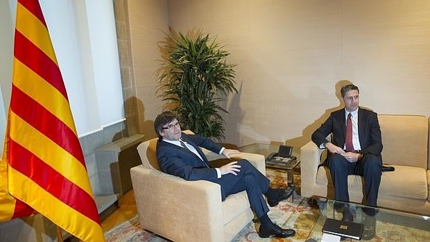 Puigdemont, durante su reunión con Albiol