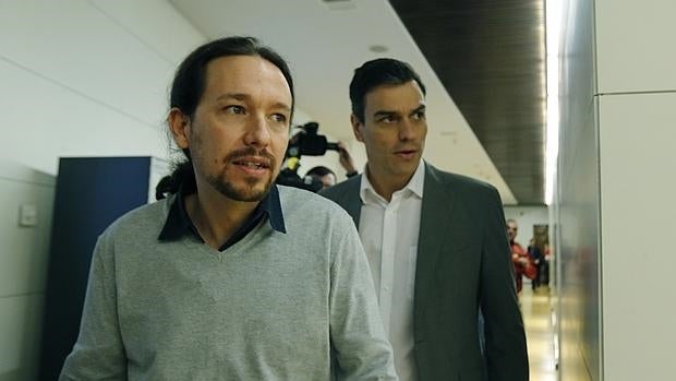 Reunión de Pedro Sánchez con Pablo Iglesias en el Congreso de los Diputados la pasada semana