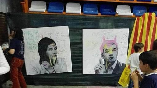 Imagen de las pintadas contra políticos en un acto de Escola Valenciana