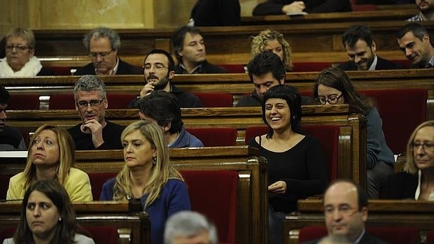 Los diputados de la CUP, en el Parlament