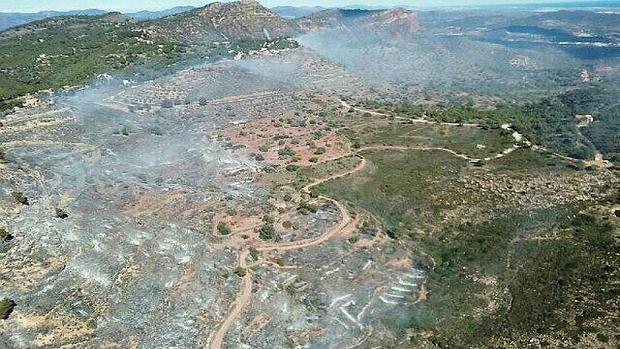 Imagen del incendio que afectó el pasado fin de semana a la Sierra Calderona