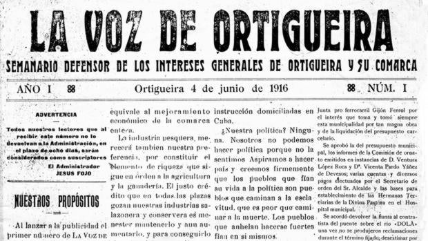 Primera plana de La Voz de Ortigueira