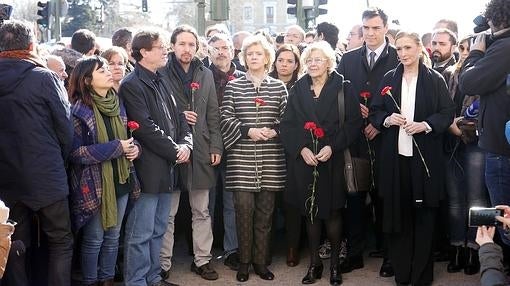 Pablo Iglesias (Podemos); Manuela Carmena (Ahora Madrid), Pedro Sánchez (PSOE) y Cristina Cifuentes (PSOE)