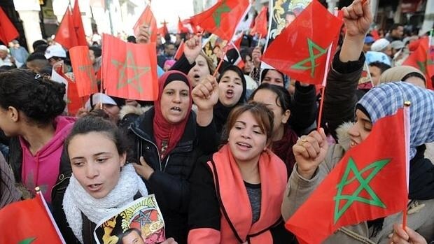 Imagen de las manifestaciones contra Ban Ki-moon en Rabat el domingo 13