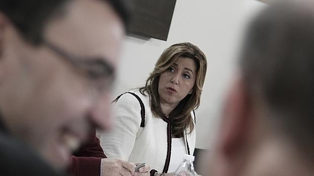 Susana íaz, en pasado viernes, en la reunión de la Ejecutiva del PSOE andaluz