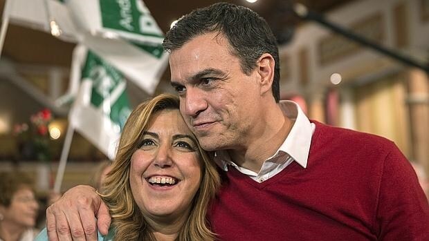 Susana Díaz y Pedro Sánchez en la pasada campaña electoral