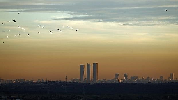 La boina de contaminación sobre Madrid, en diciembre pasado