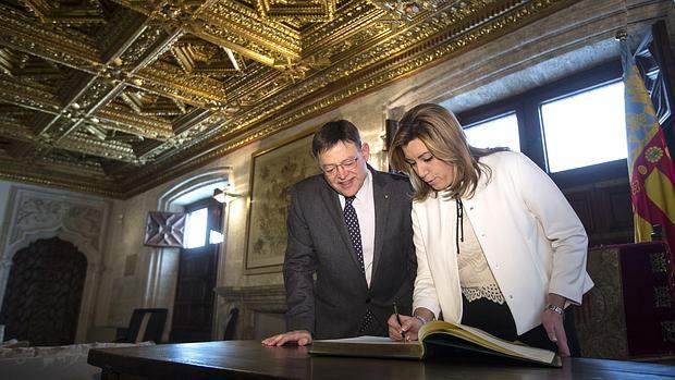 Imagen de archivo de Ximo Puig y Susana Díaz tomada en el Palau de la Generalitat