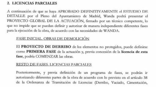 Extracto de la carta enviada por Manuela Carmena a Wanda