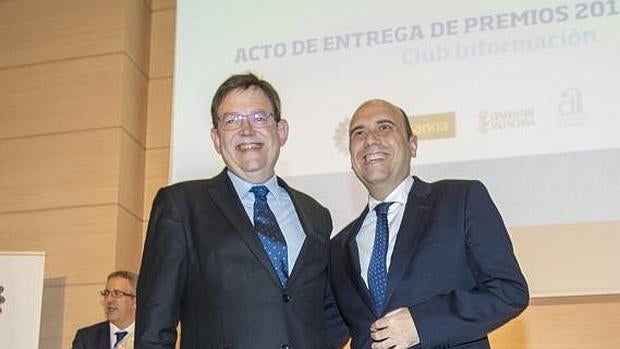 El presidente del Consell, Ximo Puig, con el alcalde de Alicante, Gabriel Echávarri.