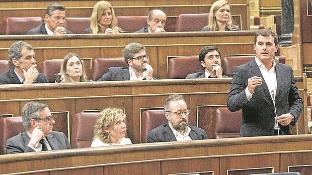 Albert Rivera, en su escaño del Congreso de los Diputados