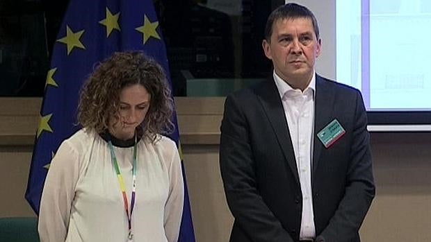 Arnaldo Otegui junto a Lynn Boylan, diputada del grupo confederal de la Izquierda Unitaria-Izquierda Verde Unitaria-Sinn Féin