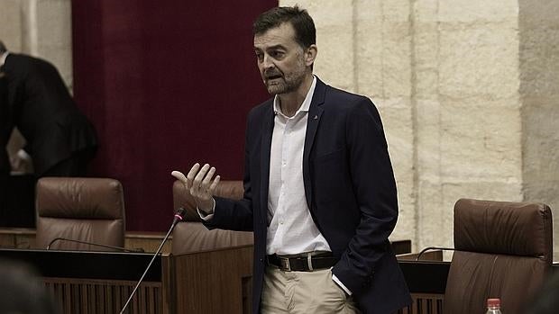 El coordinador general de IU, Antonio Maíllo, en el Parlamento de Andalucía