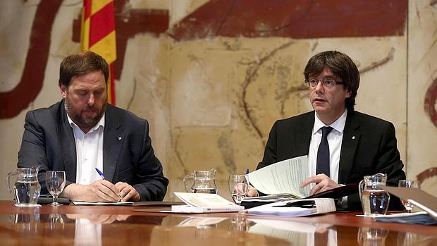 Junqueras y Puigdemont, esta mañana durante el Consell Executiu