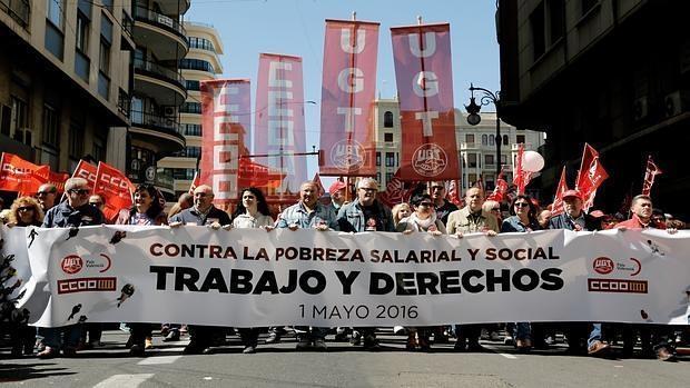 Imagen de la manifestación del Primero de Mayo en Valencia