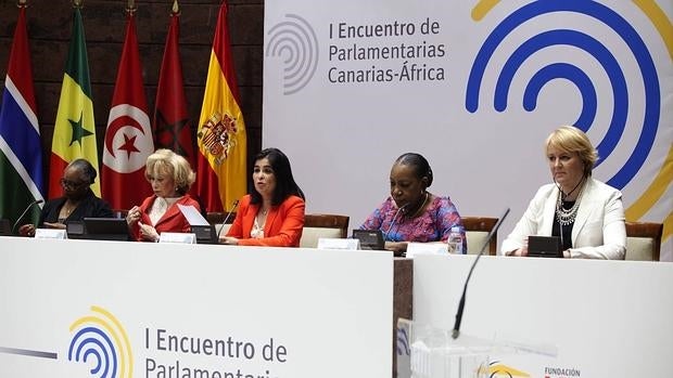 Darias y De la Vega junto a participantes del I Encuentro de Parlamentarias Canarias-África