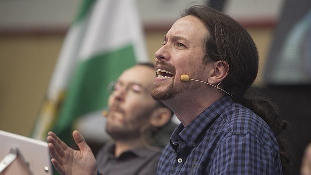 Pablo Iglesias junto a Pablo Echenique durante un acto en Córdoba la pasada semana