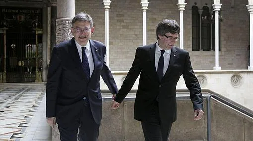 Imagen de la reunión entre Puigdemont y Puig de la pasada semana