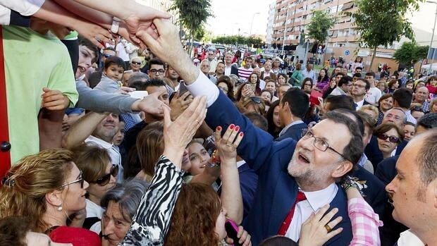 Mariano Rajoy, en su visita a Almendralejo (Badajoz)