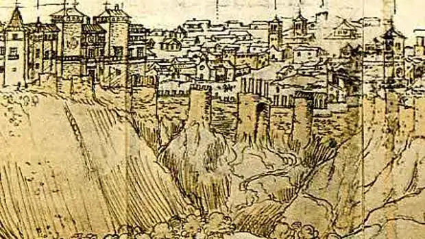 Dibujo de la muralla árabe que rodeaba Madrid en la Edad Media