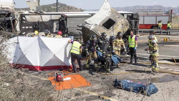 Accidente de tráfico en la A7, a la altura de la salida de la localidad murciana de Monteagudo