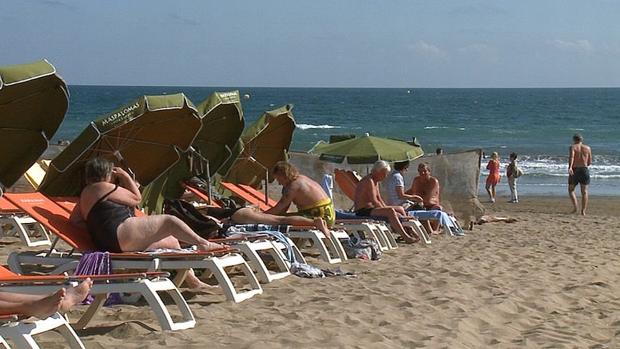 Turistas de Finlandia en el Sur de Gran Canaria