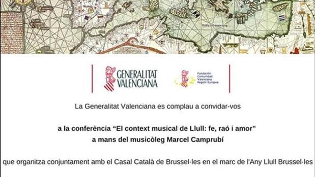 Detalle de la invitación remitida por el Gobierno valenciano