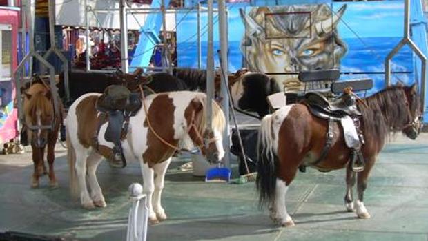 Atracciones con ponys en una feria